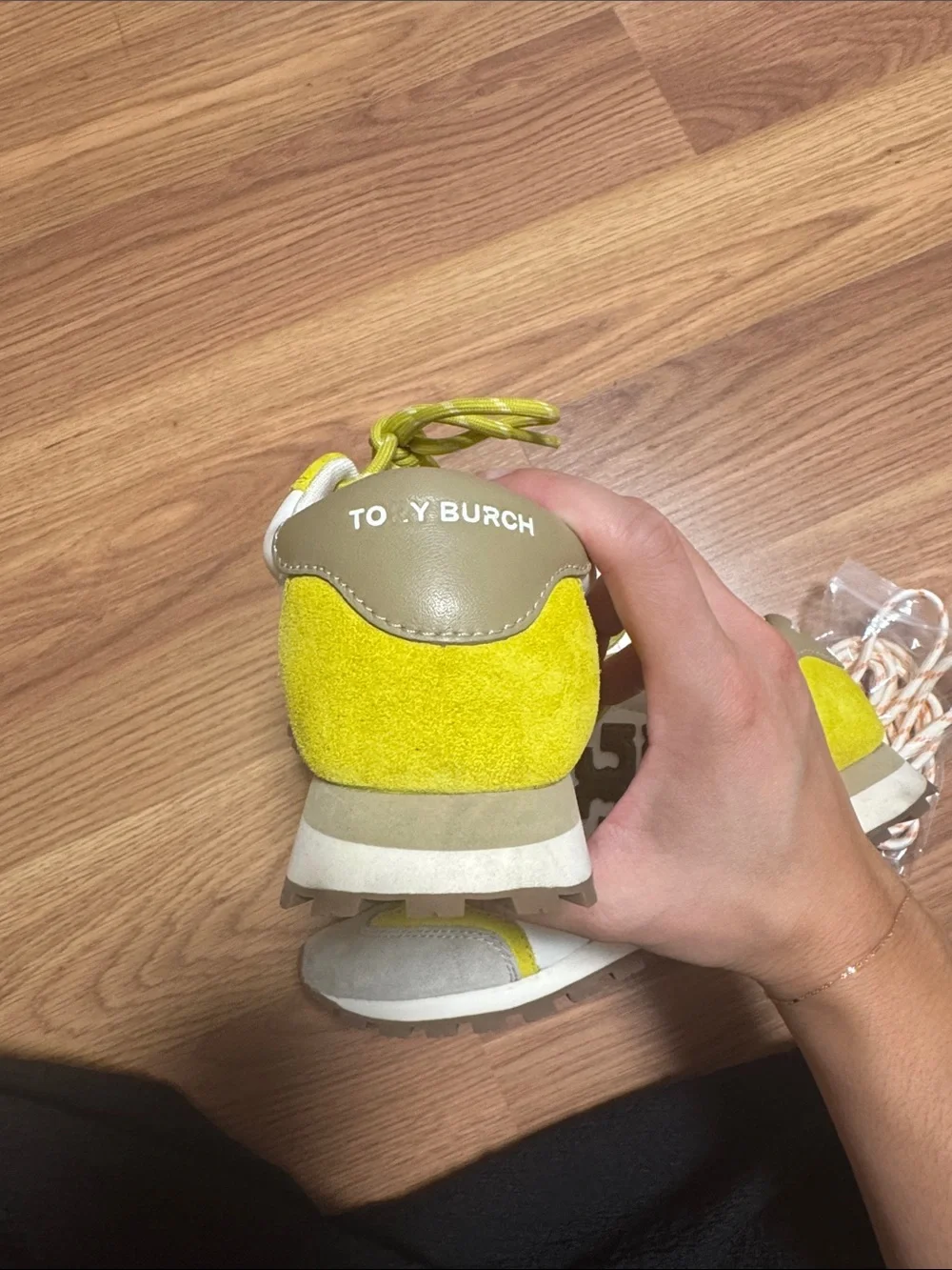 Tory Burch White and Yellow Sneakers